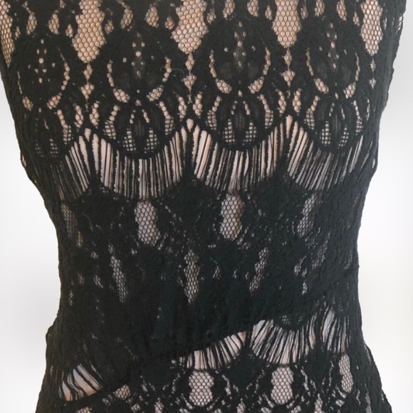 Rachael & Chloe BEAUTIFUL Black Lace & Beige Lining Bodycon NIGHT OUT Dress SZ M - Picture 11 of 12